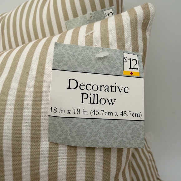 Set of 2 Striped Decorative Throw Pillow with Button Accents 18” x 18” - Picture 7 of 7